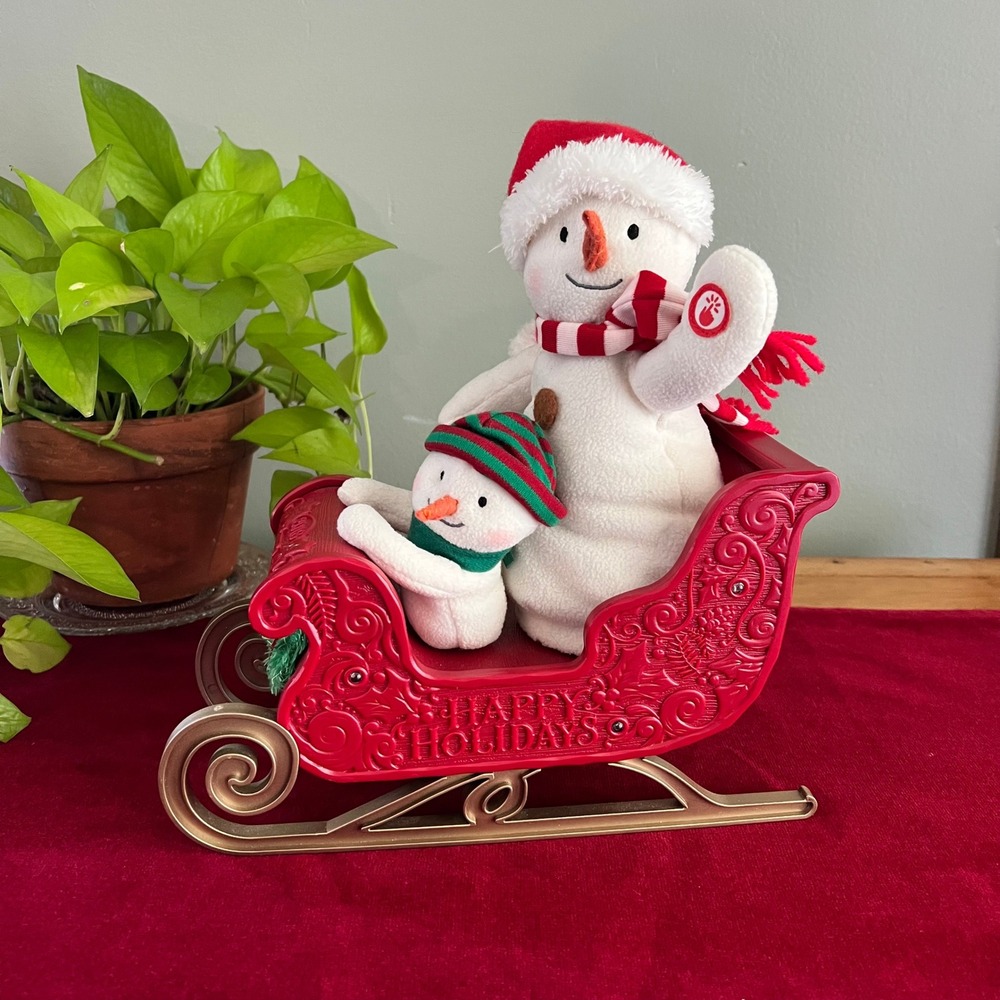 Hallmark Jingle Pals Twinkling Sleigh Ride Snowman 2016  Works Animated